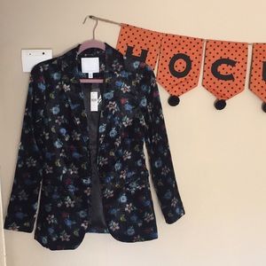 Anthropologie Blooming Velvet Blazer / New